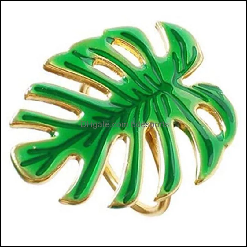 Napkin Rings A Set Of 4 Rings, Green Leaf Holder, Can Be Used For Dinner, Wedding, Family Party Or Daily Use