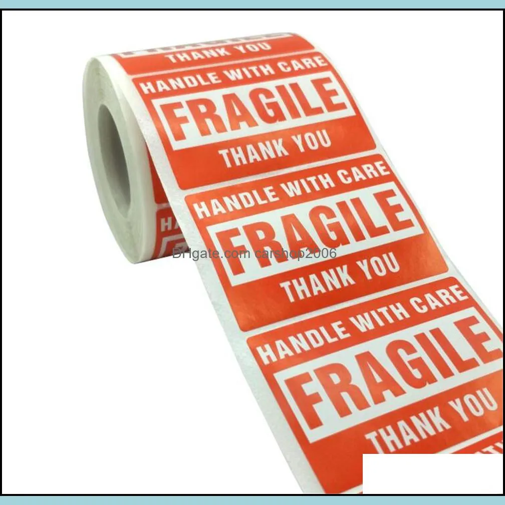 2`` x 3`` Fragile Stickers with Care Warning Shipping Labels Stickers Thank you sticker 500 Labels/Roll
