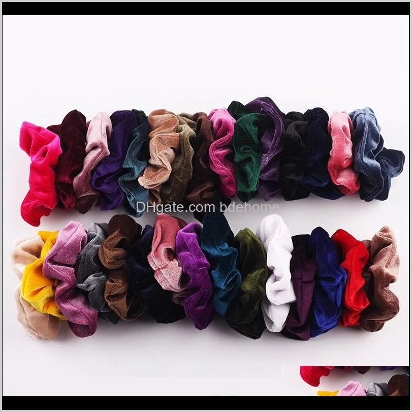 Other Jewelry Drop Delivery 2021 Light Color Good Quality Elastic Fashionable Trend Factory Directly Sale Veet Scrunchies Hair Aessories G4Xi