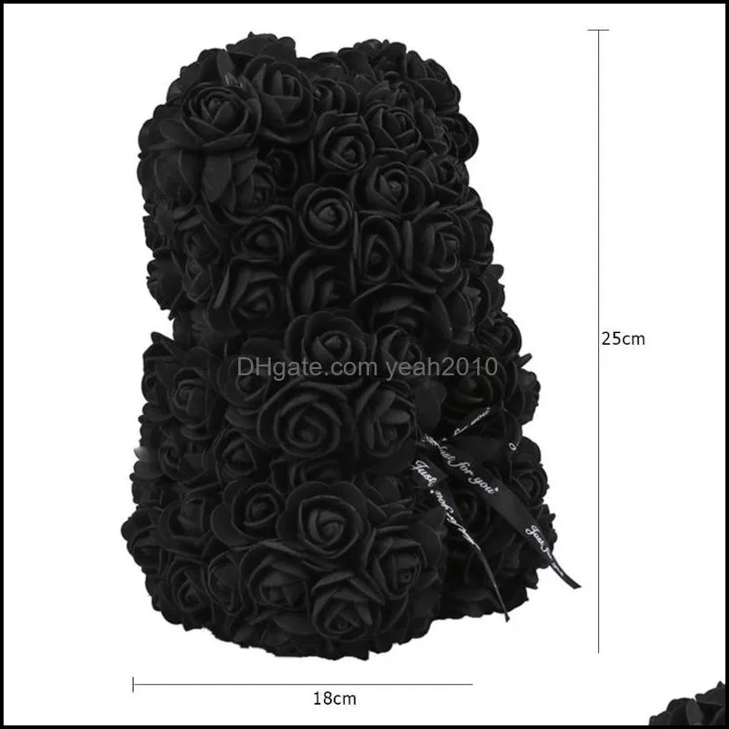 25cm Creative Foam Rose Teddy Bear Artificial Flower Rose Bear Christmas Party Decoration Valentines`s Gifts Supplies