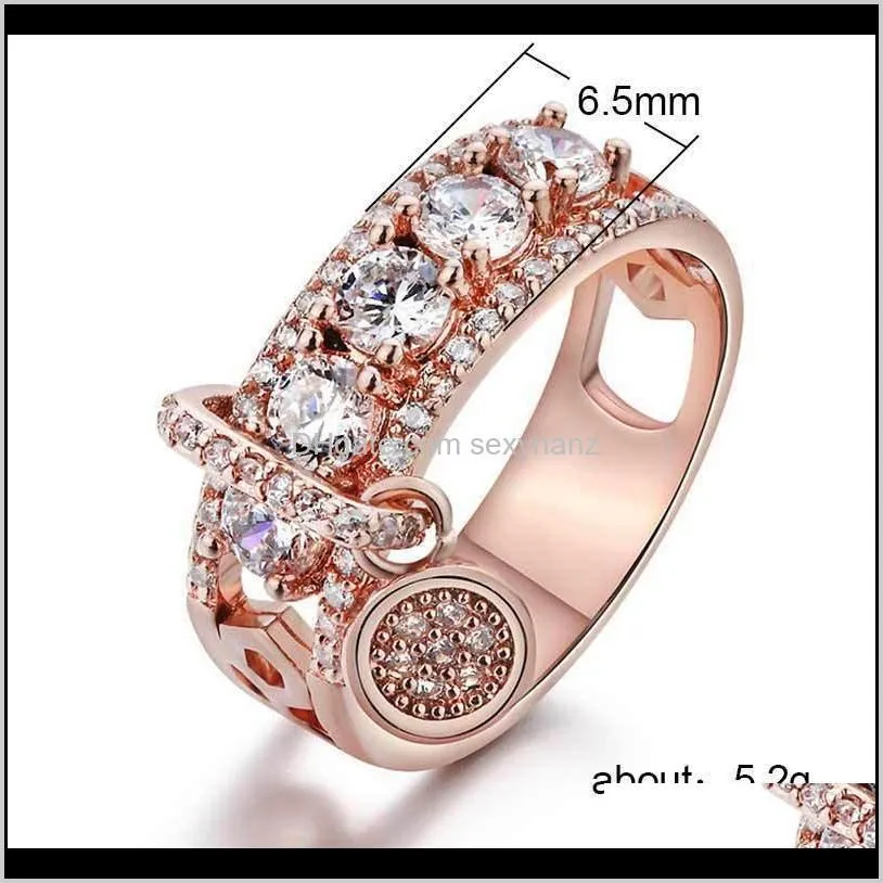 crystal cubic zirconia disk ring silver rose gold diamond rings engagement wedding rings women fashion jewelry will and sandy 080488