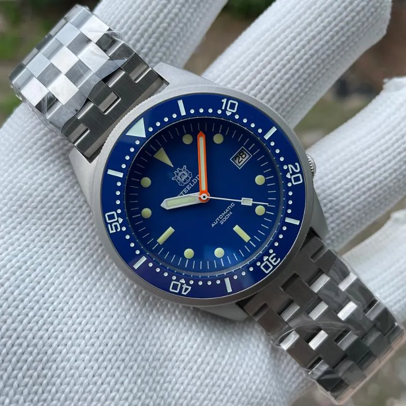 Armbanduhren Steeldive Brand SD1979 Edelstahlarmband ER Luminous C3 Blaues Zifferblatt 200 m wasserdichte Taucheruhr Herren
