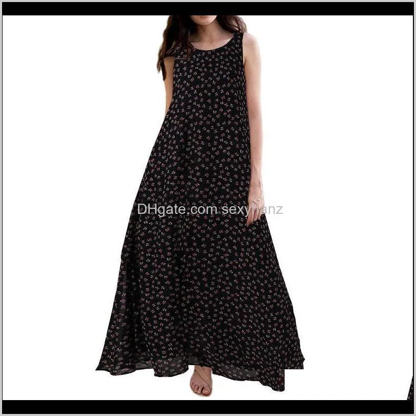 zanzea summer sleeveless dress bohemian women sundress casual loose floral print long maxi vestidos female holiday beach robe