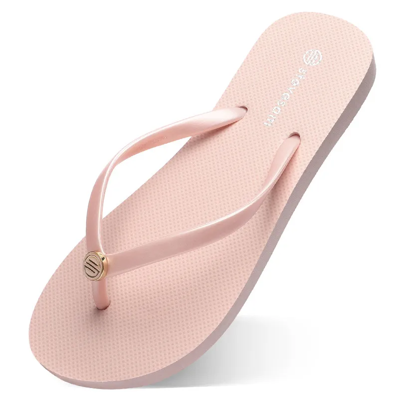 2021 summer flip flops women flat with seaside Glazed Blue beach slippers non-slip Sand gray gold white foreign trade fourty five