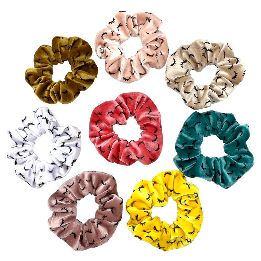 20 adet 8 Renkler Kadife Kirpik Saç Scrunchies Toptan Vintage Vahşi Hairband Elastik Lastik Bant Kız Moda At Kuyruğu Tutucu X0722
