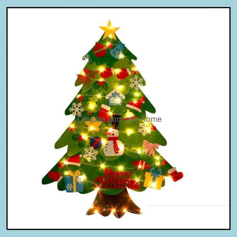 Christmas decoration tree felt and LED lights family decorations new year Santa Claus children`s gifts J0903