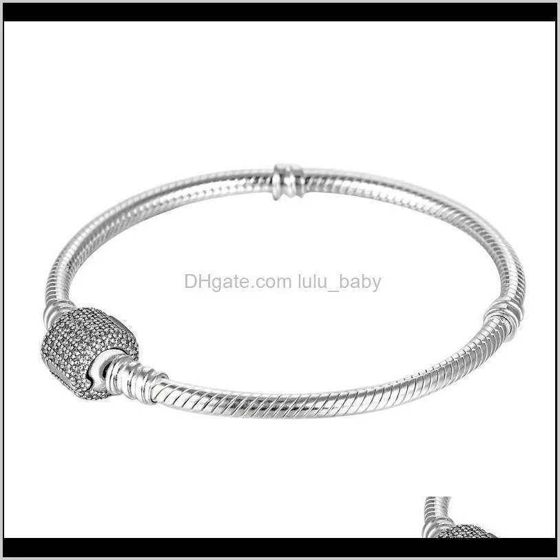 creative personality barrel bracelet for 925 sterling silver with cz diamond snake bone chain high quality ladies bracelet with box