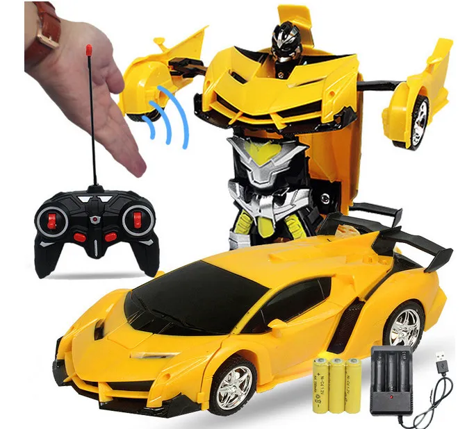 ألعاب Car Electric/RC 2 في 1 جهاز تحكم عن بُعد Transformer Robot Model Battle Toy for Boys Bithless RC Car Christmas Higds