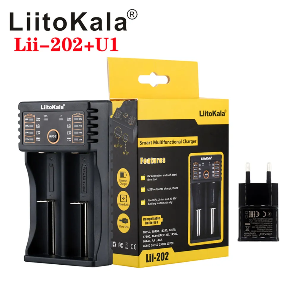 شاحن بطارية LIITOKALA متعددة الوظائف 18650 2 LII-100B LII-100 LII-402 6650 16340 RCR123 14500 LIFEPO4 1.2V NI-MH البطاريات القابلة لإعادة الشحن