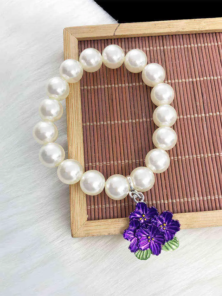 Greek Sorority Aeo Purple Flower Pearl Custom Bracelet Fashion Jewerl