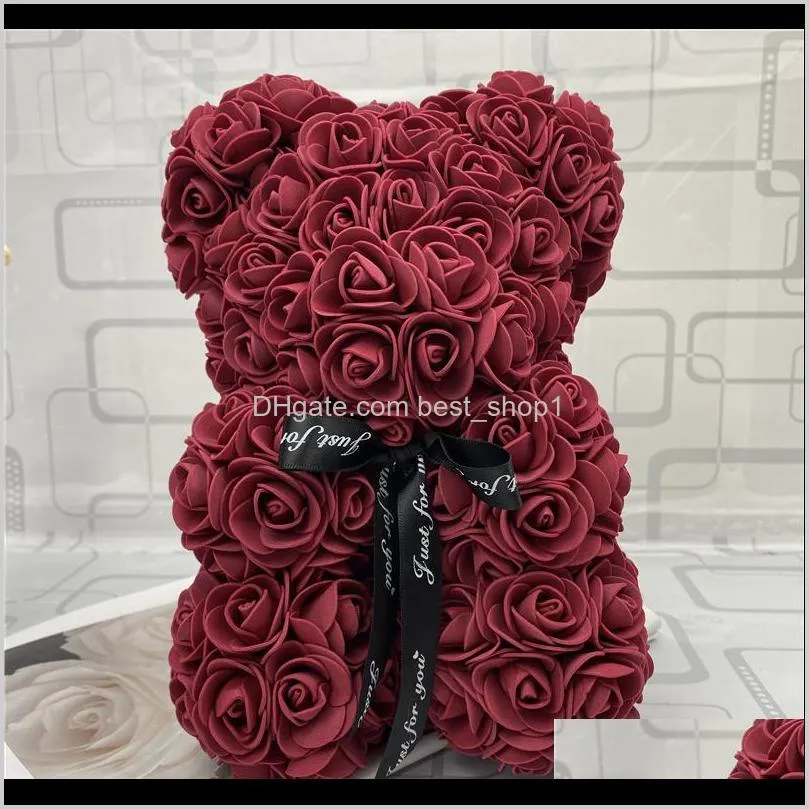 rose teddy bear new valentines day gift 25cm flower bear artificial decoration christmas gift for women valentines gift sea way