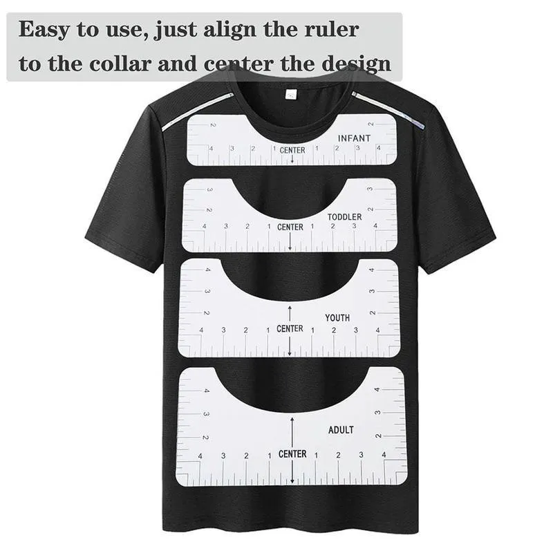 Notions de couture, outils, Guide de règle pour T-Shirt, alignement du vinyle, dessins On236j, 4 pièces