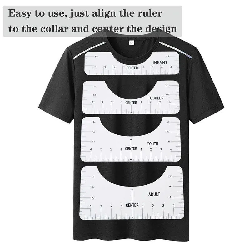 4PCS T-Shirt Ruler Guide Alignment Tool T Shirt Ruler to Center Designs for  Vinyl Placement Heat Press