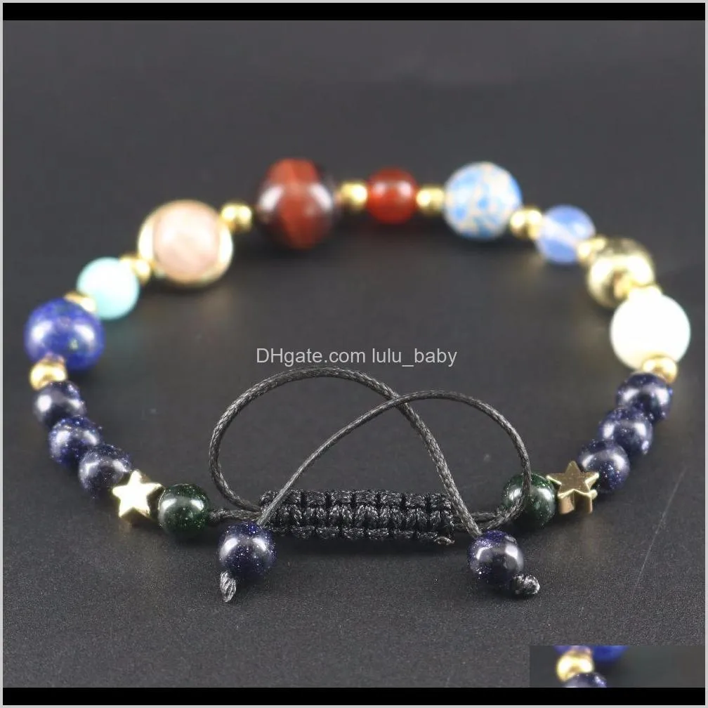 handmade universe galaxy the eight planets in the solar system guardian stars stones beads women wrap bracelets bangles