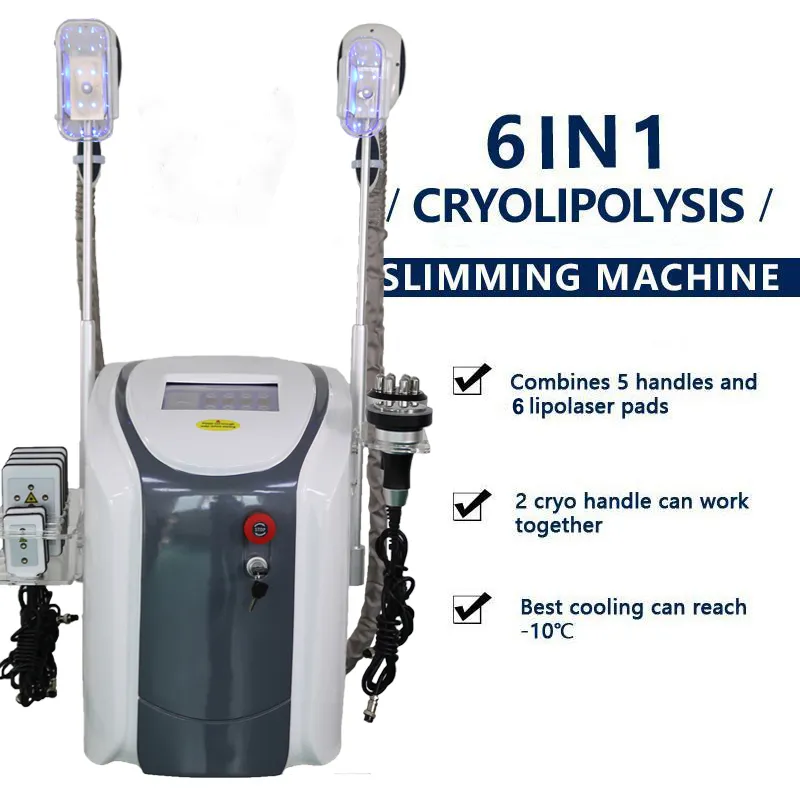 Cryo Fat Freeze Machine Vacuum Cavitation Slimming Equipment Lipo Laser Viktminskning RF Skin Firm Device 2 Hantera Cryolipolysis Machines