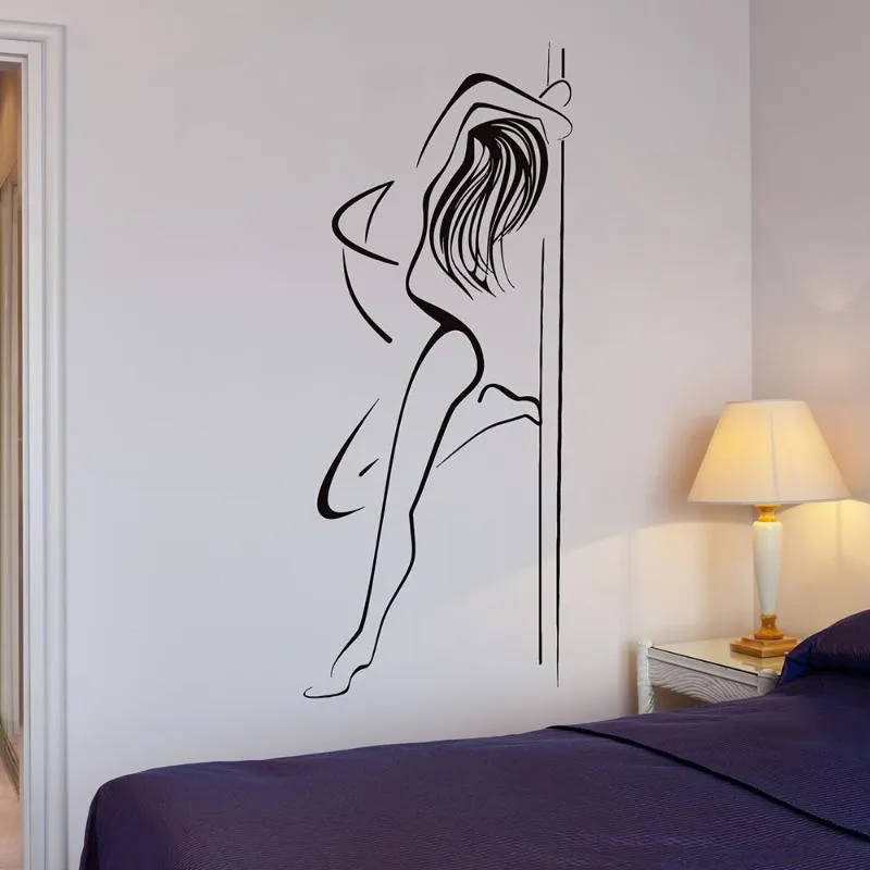 Wall Stickers Decal Striptease Sexy Woman Pole Dance Mural Bedroom Decorations Removable P422