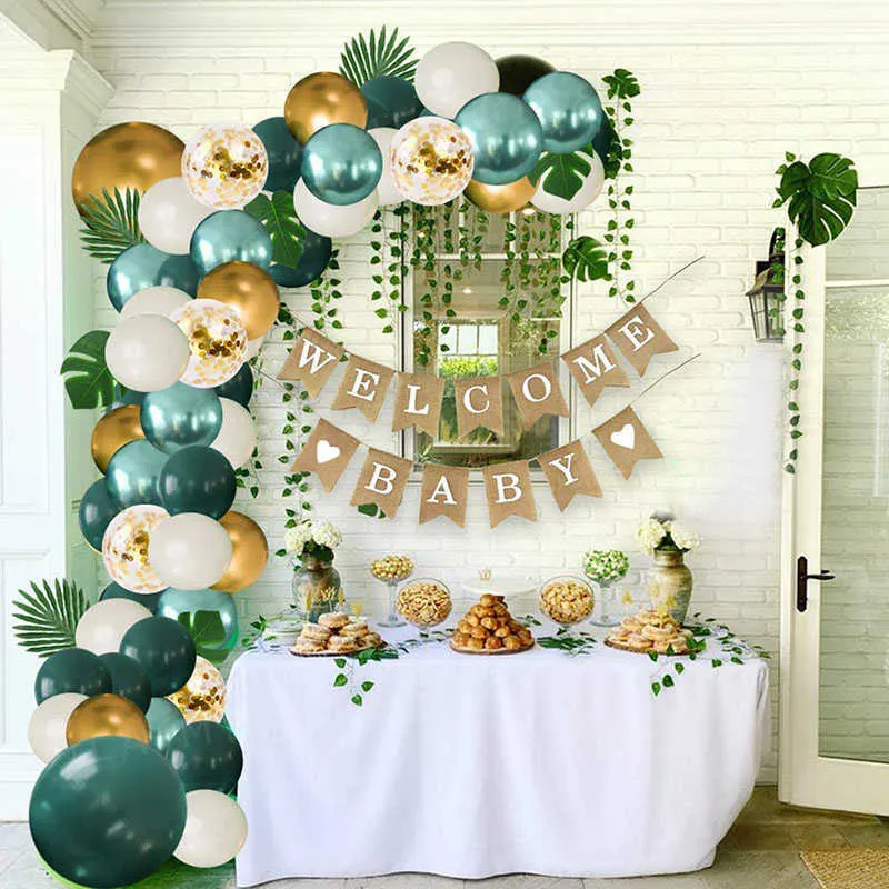 Jungle Thème Safari Green Balloon Garland Arch Toile de fond Plam Feuilles Ivy Vine Garland Neutre Anniversaire Ballons Fournitures 210626