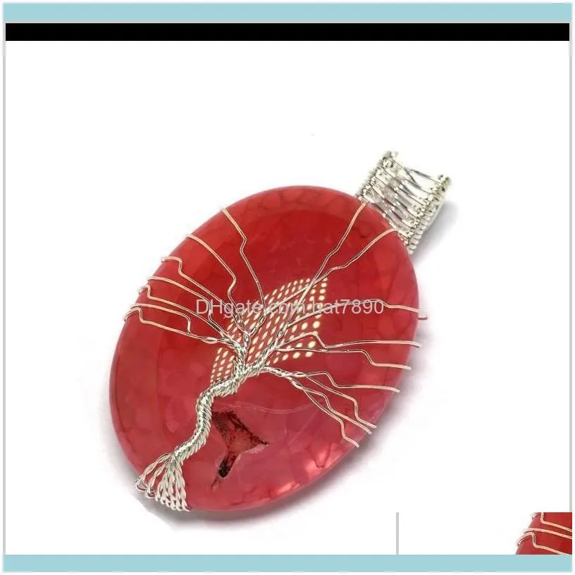Necklaces & Jewelry Pendants Water Necklace Color Wire Wrap Black Onyx Opal Stone Pendant Women Men Reiki Jewelry1 Drop Delivery 2021