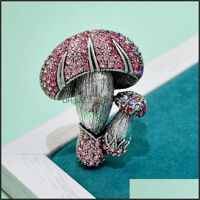 Pins, Brooches CINDY XIANG Rhinestone Double Mushrooms For Women And Men Vintage Vegetables Plant Cute Creative Brooch Pin Jewelry
