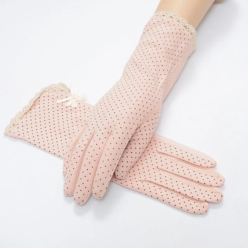 Five Fingers Gants Fahion Coton Antidérapant Respirant Dames Spot Été Mince Protection UV Soleil Conduite