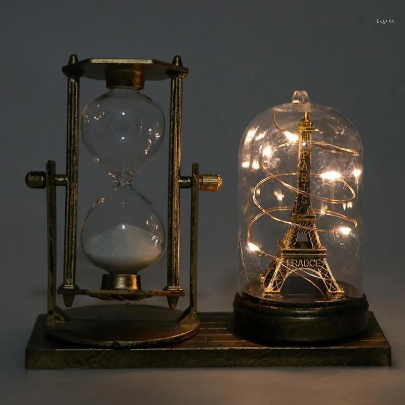 Decorative Objects & Figurines Retro Style Iron Tower Glow Star Lights Hourglass Timers Desktop Ornament- 125x155mm
