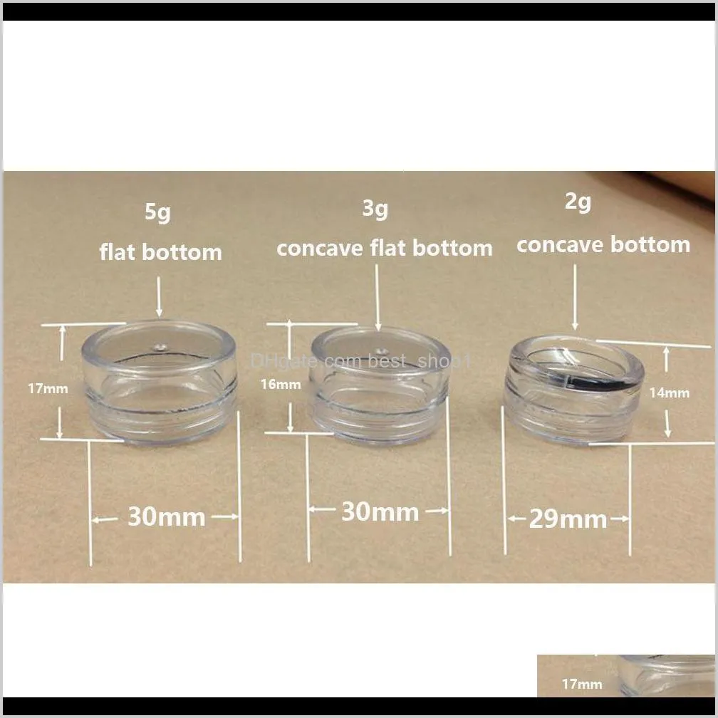 100pcs 2g/3g/5g empty plastic cosmetic makeup jar pots transparent sample bottles eyeshadow cream lip balm container storage box
