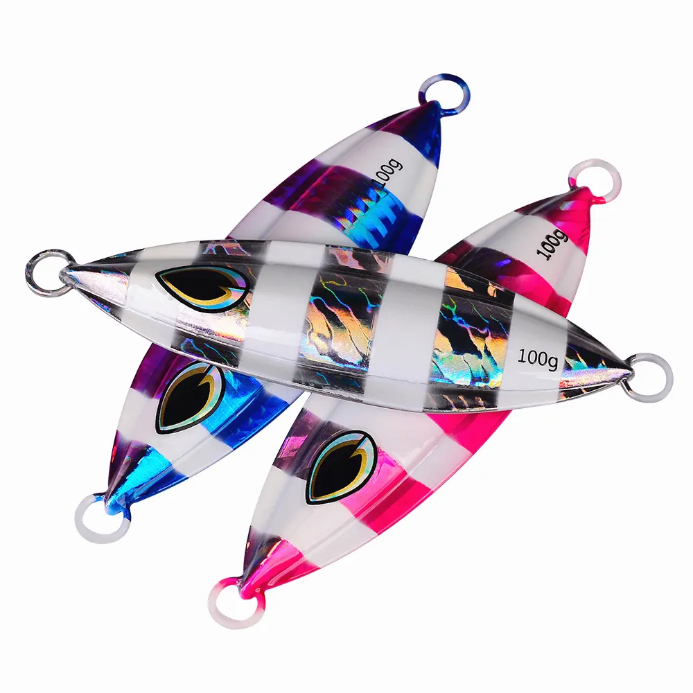 Promotion 5 color 11cm 100g sinking metal lures The slow cranking iron plate lead fish, boat sea fishing luminous lure iron plates