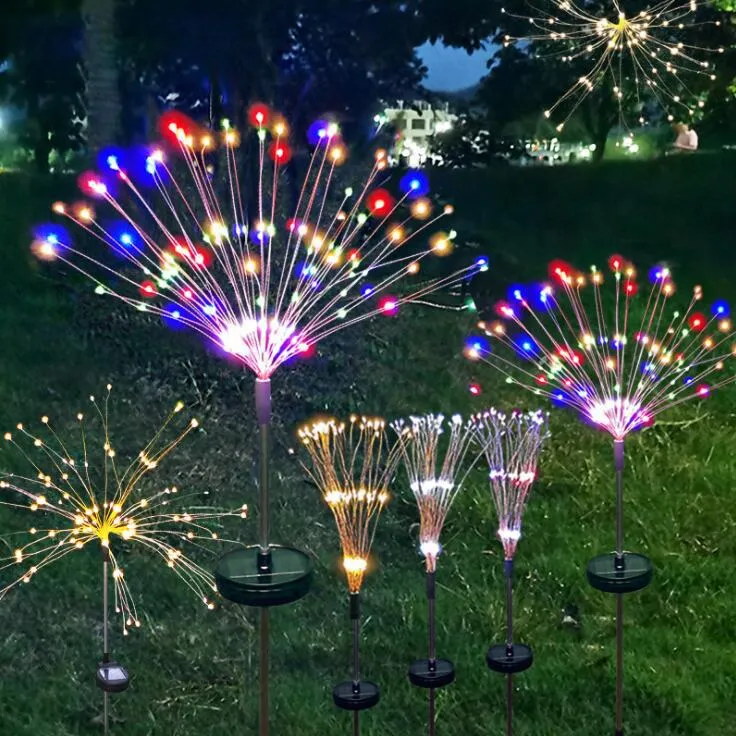 2021 NEW Christmas Solar lawn firework light dandelion string lights outdoor waterproof christma decoration lamp