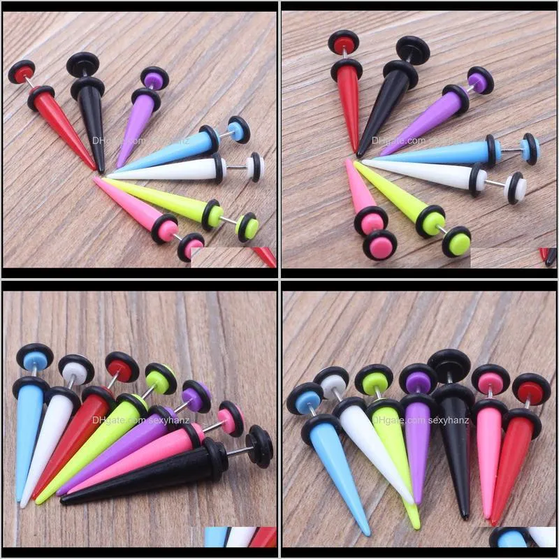 lot 100pcs 7 color neon color cheat ear plugs fake ear taper illusion fake plugs 5mm body jewelry