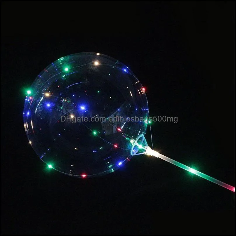 Party Decoration 3Pcs Colorful Light Glowing Balloon Flashing Led Helium Transparent Wedding Birthday Decorations Clear Sticks
