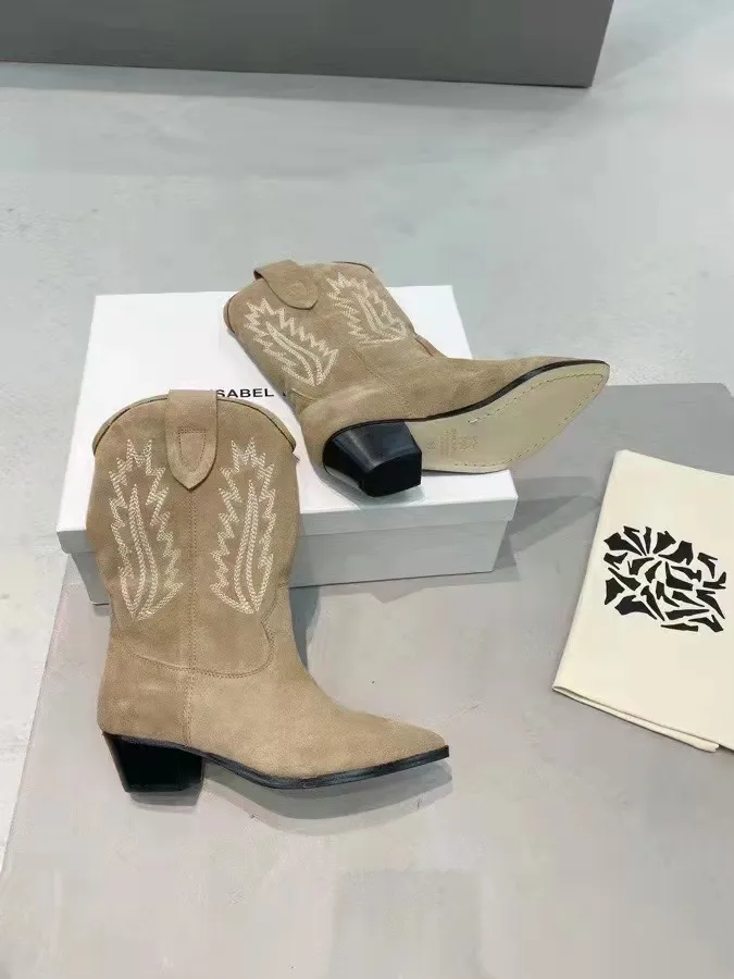 Fashion Shoes Isabel Paris Marant Denzy Suede Cowboy Boots Real Photos Deurto Embroidered Leather Dallin