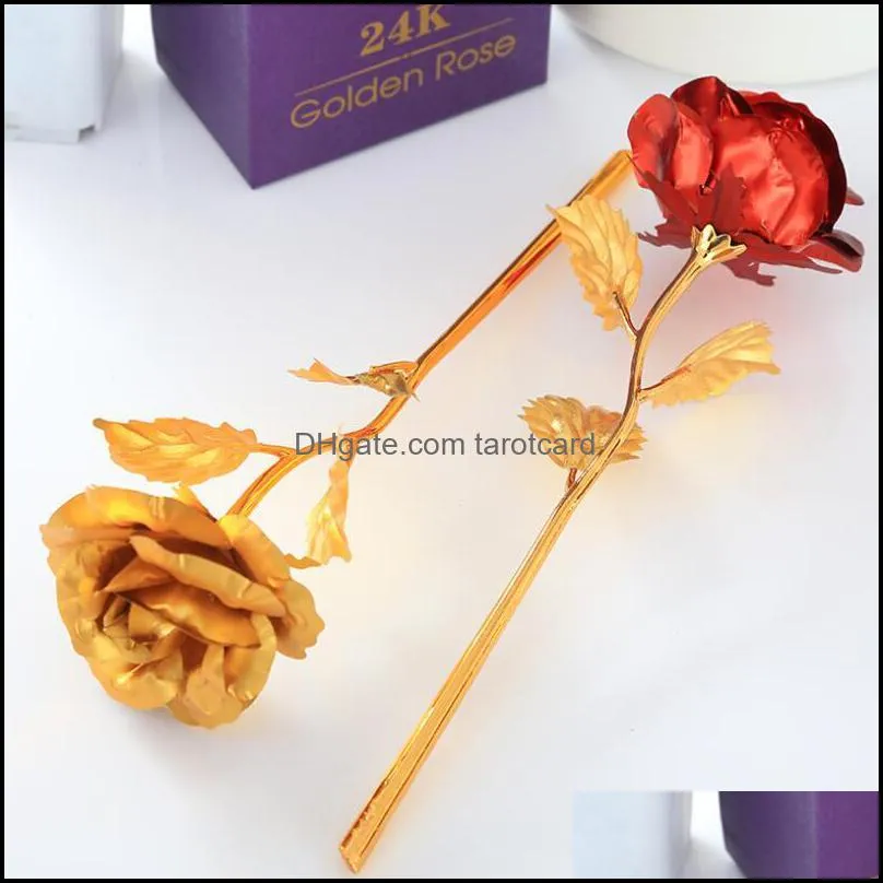 Golden Foil Trim Rose Flower Long Stem Love Stand Rose Holder Base For Valentine Day Mother Day Birthday