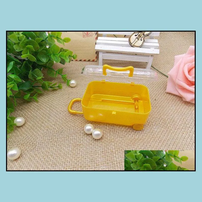 Acrylic Clear Mini Rolling Travel Suitcase Candy Box Baby Shower Wedding Favors Party Table Decoration Supplies Gifts