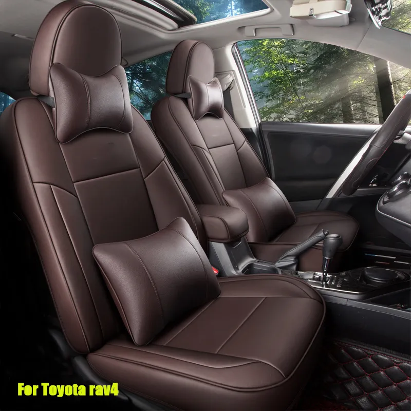 Anpassad fit Full Set Car Seat Covers för Toyota RAV4-modeller med vattentät icke-halkfri antifouling Leatherette Auto Interior Styling