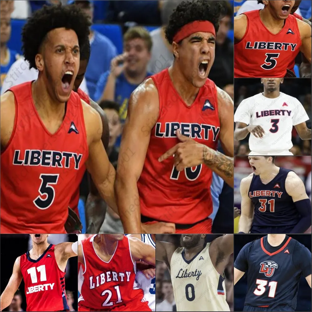 Liberty Flames Basketball Jersey NCAA College cousu Caleb Homesley Darius McGhee Scottie James Elijah Cuffee Kyle Rode