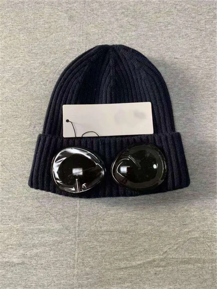 Two glasses goggles beanies men autumn winter thick knitted skull caps outdoor sports hats women uniesex beanies black grey & blue
