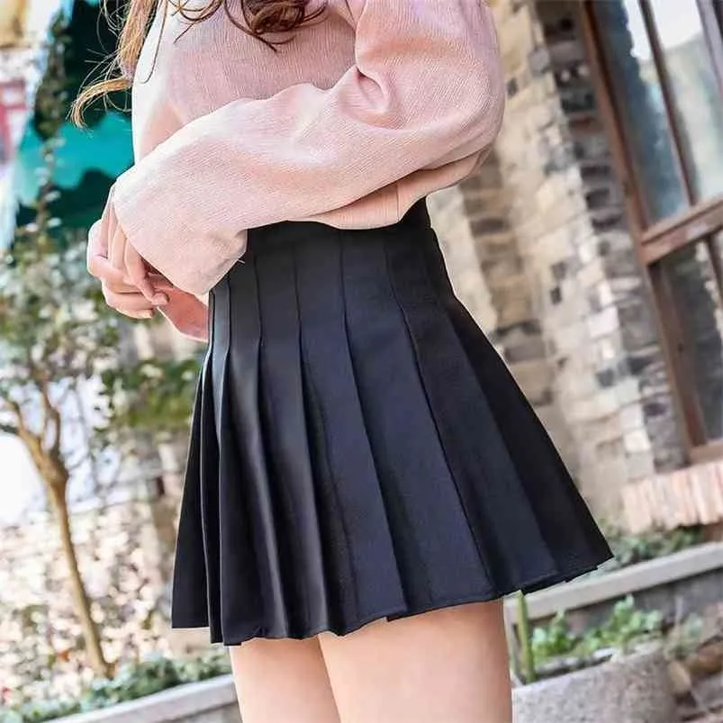 Летние Harajuku Мини-плиссированные юбки Корейский мода Kawaii High-staisted Школьная форма Черный теннис Шорты юбки 210730
