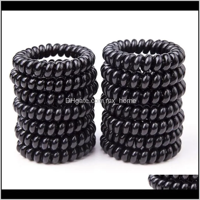 5cm telephone wire cord hair tie girls children elastic hairbands ring rope black color women hair accessories