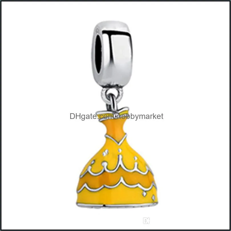 Metals Cartoon series princess dress pendant key chain lovely Cinderella dress bracelet accessories