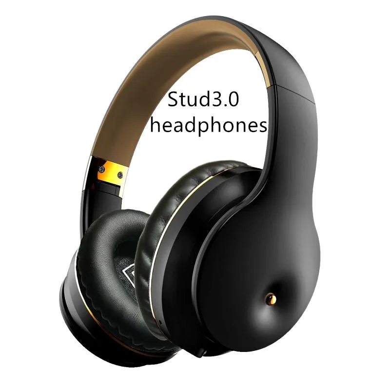 Hörlurar 2024 Stereo Wireless ST3.0 Bluetooth-headset Fällbara hörlurar Stöd TF-kortinbyggda MIC 3,5 mm Jack för iPhone Huawei