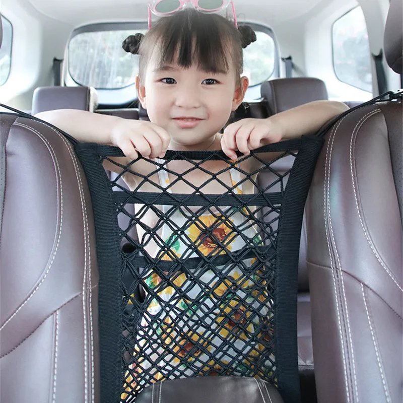 Car Seat Storage Bag Strong Elastic Organizer Mesh Net Bags for Stowing Auto Vehicles Between Car Seats Luggage Holder Pocket