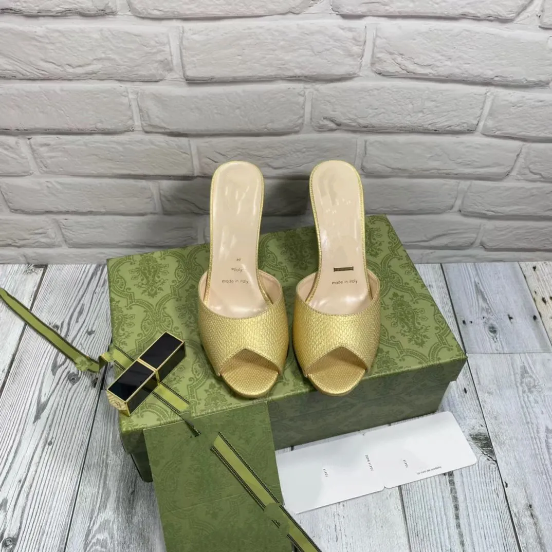 2022 Designer Fashion Slippers REVIVAL MULE High heels Shoes Women Slides Black Pink Orange Blue WATERFRONT Brown White Summer Flip Flops k,j00001