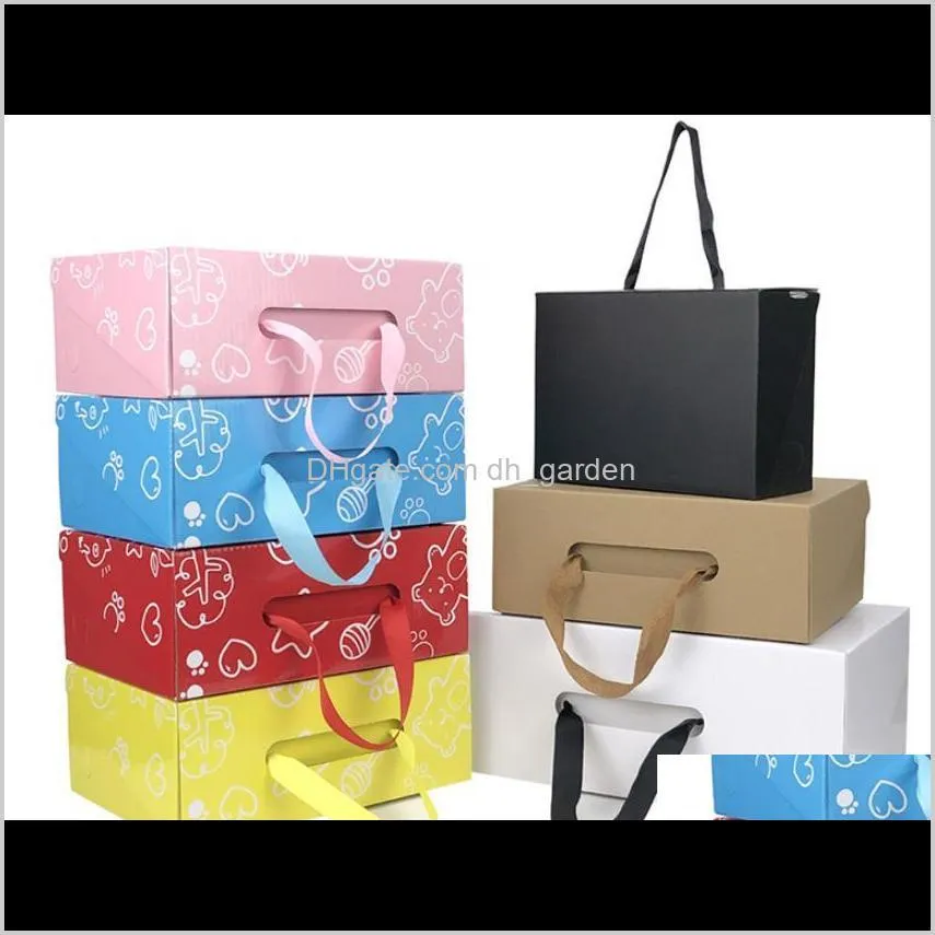 200pcs environmentally friendly kraft paper gift box cartoon colorful carton packaging box suitable for children clothes shoes sn2123