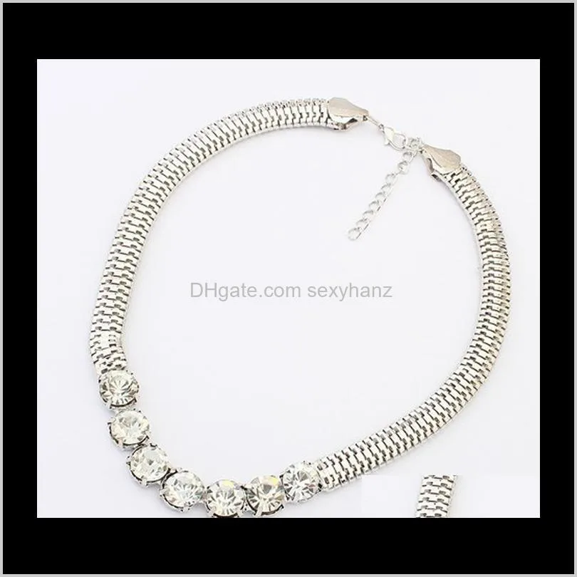 vintage retro punk style metal chunky chain for women with crystal gem s900147