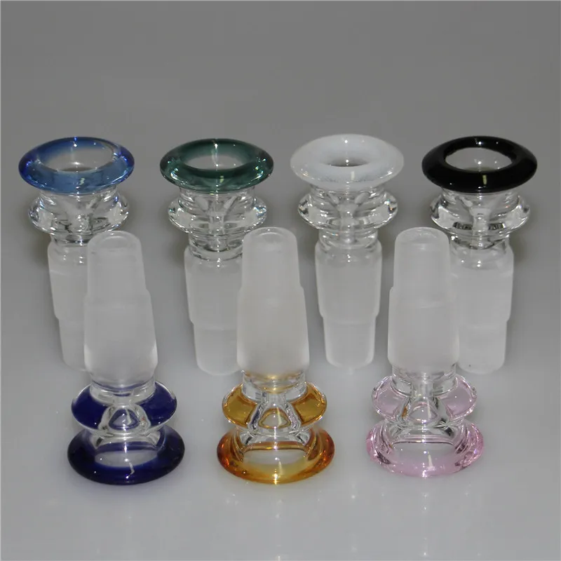 Colorful Glass Smoking Bowls 14mm 18mm Male With Handle Beautiful Slide Dabber bong bowl piece for Bongs Dab Rigs
