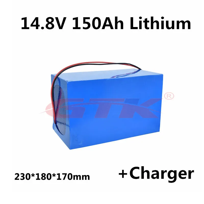 14.8v 150ah litiumbatteri med 4s BMS-paket för 12V fiskebåt Energislagringssystem Hem med solsystem ESS + 10A laddare