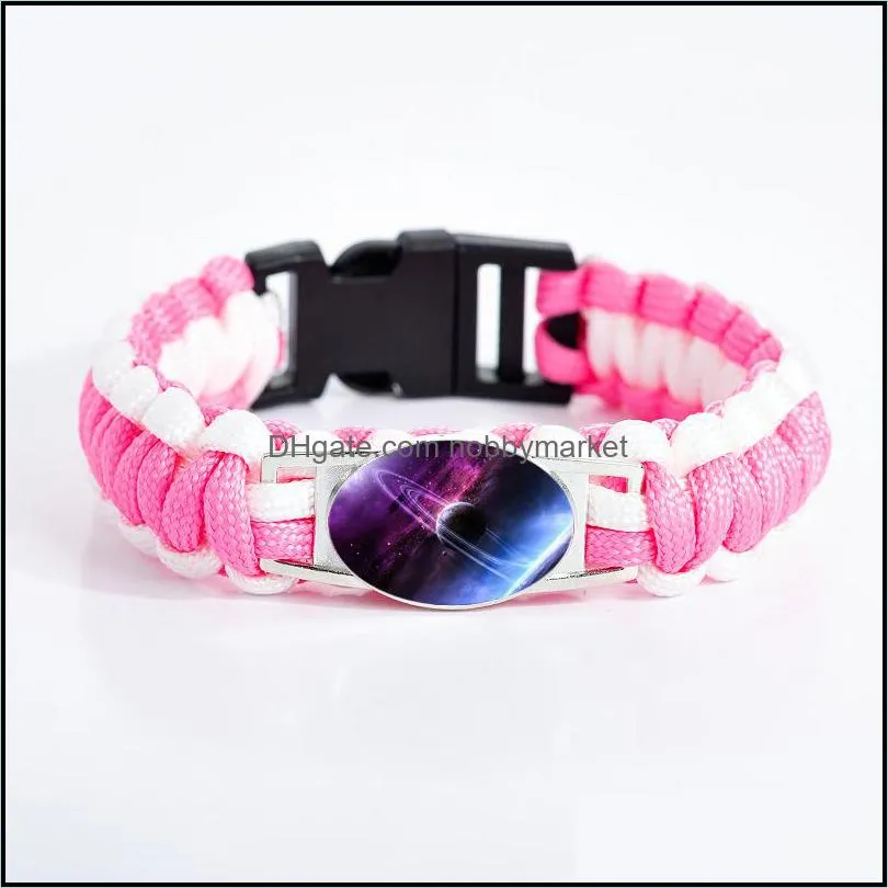 Nebula Space Galaxy Charm bracelets For women Glass Cabochon Star Moon Universe Starry Pink rope Wrap Bangle Fashion Jewelry