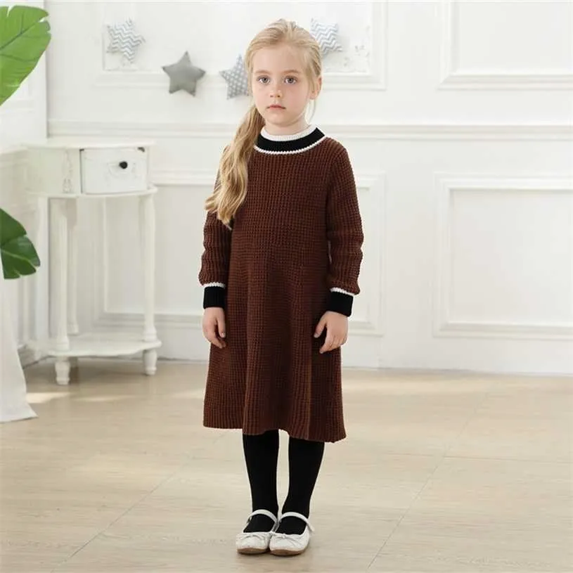 Enfants tricotés pulls pour garçons filles printemps enfants robe frère soeur correspondant tenues tricot pull 211231