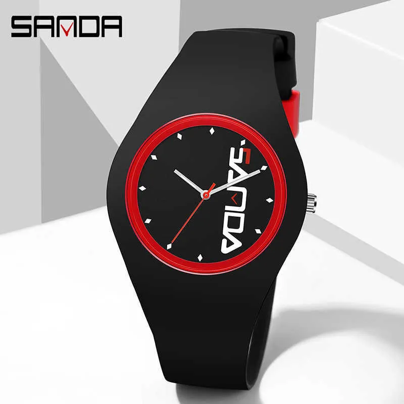 SANDA Brand Creativity Women Men water proof Sport Watch Quartz Digital Watch Rubber Strap Analog Student Fashion Wrist Watches G1022