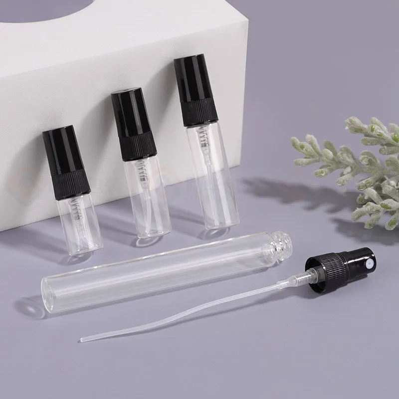 2ml 3ml 5ml 10ml Spray Bottle Perfume Empty Glass Vials Reusable Aromatherapy Fine Mist Atomizer Cosmetic kit Accessories Sample DH007